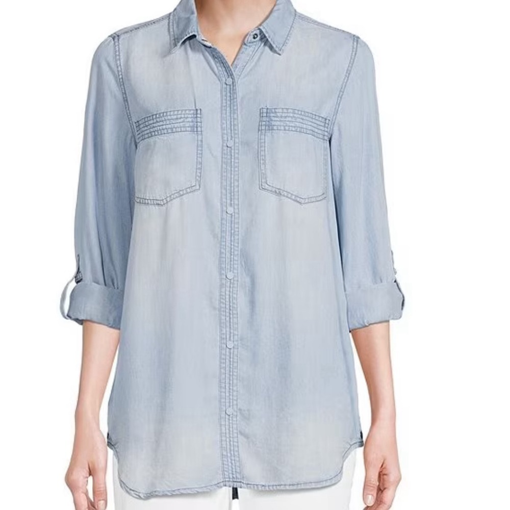 NWT Intro brand denim style lyocell Women’s Shirt Size MP